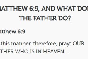 Matthew 6:9 OUR FATHER WHO IS IN HEAVEN- (T C.Ngabo, God’s Court house)